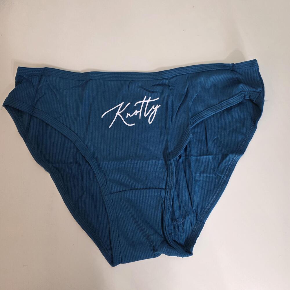 Knotty Knickers Panties Womens L Blue Brief Modal Spandex Stretch Breathable